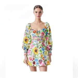Alice + Olivia Vibrant Floral Long Sleeve Dress, size 4